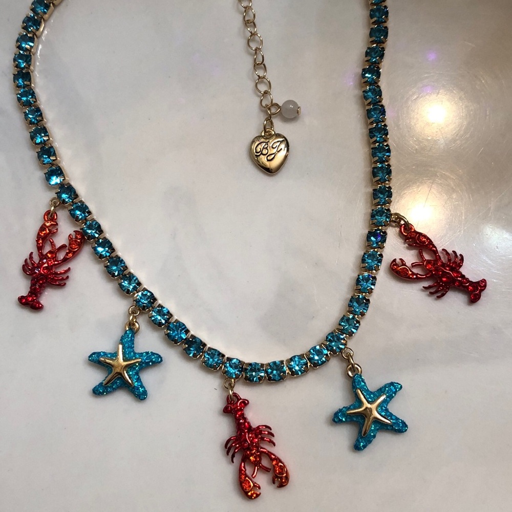 Betsey Johnson Mermaid Jewels Crystal Tennis Necklace Lobster & Starfish NWT - Picture 12 of 12